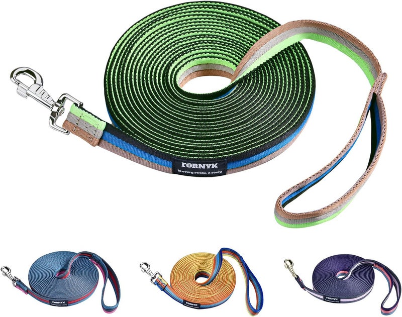 Fornyk Lunge Line for Horse, Equine Lunge Line with Solid Swivel Alloy Trigger Buckle for Accurate Equestrian Training, Competition and Daily Use, 26ft/8m (Black-Blue-Beige-Green) - Image 1